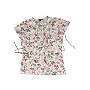 ZiKit XSML red ribbon abstract scrub top